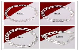 Fashion 925 Sterling Silver Bracelets Jewelry for Women Men Unique 6mm12mm Gold Curb Chain Charm Men Bracelets Jewelry G7365664