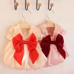 Dog Apparel Red Bow Dress Cat Puppy Dresses Skirt Summer Clothes Pet Clothing For Costume Apparle Yorkie Poodle Bichon Maltese