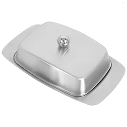 Dinnerware Sets Stainless Steel Butter Dish Classic Keeper Storage Container With Lid Kitchen Organisation ( Silver )