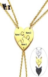 Vnox Set of 3 Stainless Steel Friends Forever BFF Necklace Puzzle Friendship Pendant Custom Name Women Men Gift255d4234182