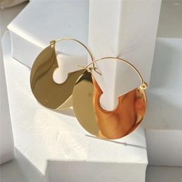 Hoop Earrings Gold Colour Plated Stainless Steel Metal Circel Geometric Round For Women Girls Party Simple Jewellery HUANZHI