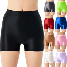 Underpants Glossy Seamless Underwear Women Men Boxer Briefs Ladies Pants Four Corners Anti-empty Summer Thin Gym Short