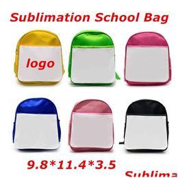 Sublimation Blanks Wholesale Sublimation Children School Bags White Blank Heat Transfer Oxford Fabirc Kids Backpack Diy Waterproof Lar Dhayi