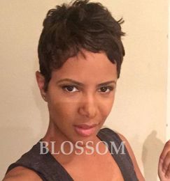2017 Natural Brazilian Hair None Lace Human Short Hair Wigs Unprocessed Human Cut Hair Wigs with bangs For Black Women1503271
