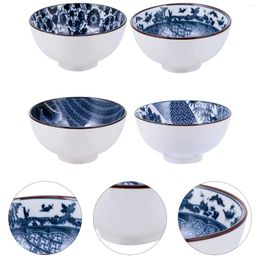 Dinnerware Sets 4 PCS Rice Bowl Wedding Containers Gift Bowls Blue Outfit Eating Ceramic Ceramics Fruit Kitchen