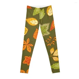 Active Pants Fall Autumn Pattern- Red Orange Yellow Leaves Leggings Sports For Push Up Physical Sporty Woman Womens