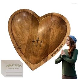 Bowls Heart Shaped Wood Bowl Decor Dough With Prayer Cards For Bedside Tables Mantels Bedroom Dressers
