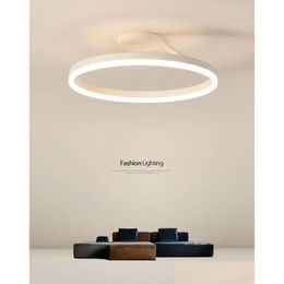 Chandeliers Nordic Minimalism Round Led Ceiling Chandelier Painted White Black Aluminium Lamp Home Bedroom Fixtures Drop Delivery Dhjo8