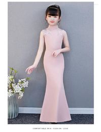 Girl Dresses Pink Flower Dress Trumpet Girls Princess Wedding Party Birthday Fashion Vintage Robe Fille