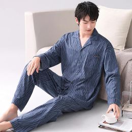 Men's Sleepwear Men Pajamas Sets Cotton Pyjamas Male Button Cardigan Nightwear Long Sleeve Printed Casual Tracksuit Pijama Hombre