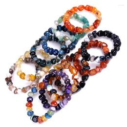 Charm Bracelets 1pcs Natural Stone Colourful Agates Bracelet Women Irregular Shape Beaded Bangles Jewellery Party Gifts