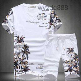 Chinese Style Exquisite Birds Pattern Printing t Shirt and Shorts Suit Summer New High-quality Cotton Mens Short Sets WAYU