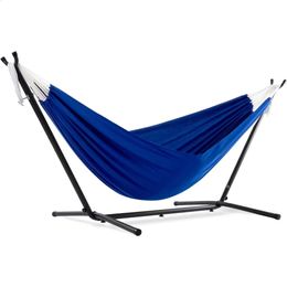 Double Polyester Hammock with Space Saving Steel Stand Camping Outdoor Furniture Sleeping Freight free 240118