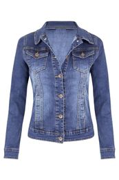 woman long sleeve denim jacket fashion slim stretch jeans jacket coat spring autumn woman clothing S-2XL arrival 240202