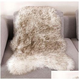 Carpets Soft Carpet Sheepskin Chair Mat Seat Pad Faux Sheep Skin Fur Plain Fluffy Area Rugs Washable For Home Drop Delivery Dhqs1