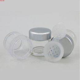 50 x 5G Clear Sample Make up Plastic Jar Travel 5ml powder case with 12 Holes Silver Cap Cosmetic Mini Cream Powder Containersgood Hoka Gdir