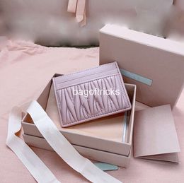 Women Matelasse Nappa Leather Card Holder Designer Wallet Top Quality Lambskin Gold Metal Fashion Lady Handbag Purse