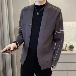 Men's Sweaters Knitted For Men Cardigan Plain Man Clothes Solid Color Jacket With Pockets Coat V Neck X Elegant High Quality S