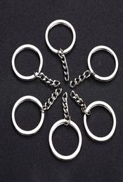 Polished Silver Color 30mm Keyring Keychain Split Ring With Short Chain Key Rings Women Men DIY Key Chains Accessories 10pcs ps0472071845