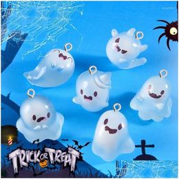 Charms 10Pcs Cartoon Luminous Ghost Resin Diy Halloween Gift Jewellery Making Creative Keychain Phone Pendant Funny Figurine Decor Drop Otgal