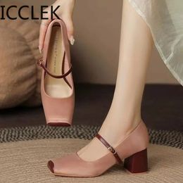 Spring Square Toe Women Mary Jane Shoes Fashion Shallow Ladies Elegant High Heel Street Style Womens Pumps 240126