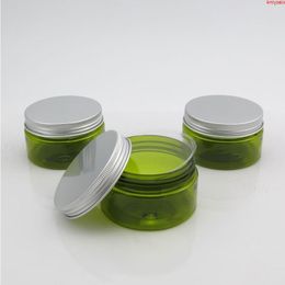 30 x 100g Empty Green Cream Cosmetic Jar PET Conatiner Silver Aluminum Lid Heavy Wall 100CC Plastic Containershigh qualtity Vnscs