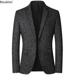 Mens Casual Blazer Jacket Suits Fashion Slim Coats Male Handsome Masculino Business Jackets Blazers Tops 240201