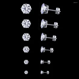 Stud Earrings 6 Pairs/ Lot Fashion Mosaic White CZ Black Mens Sets Small Earring For Women Simple Ear Jewellery