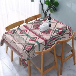 Table Cloth Waterproof Bohemian Traditional Moroccan Artwork Tablecloth Backing Elastic Edge Covers Antique Boho Geometric