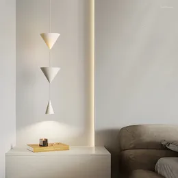Pendant Lamps Nordic Simple Conical Hanging Lamp LED Bedside Background Wall Suspension Luminaire Living Room Study Bedroom Home Deco