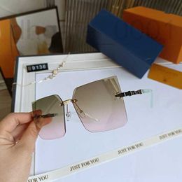 Sunglasses Designer Square Frameless Trimmed Shades Mesh Red Glasses Large Frame Fashion Sunglasses LDJ4