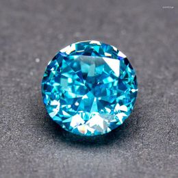 Loose Gemstones Cubic Zirconia Light Sea Blue Color Round Shape 4k Crushed Cut Synthetic Cz Gemstone For DIY Jewelry Making Material