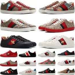 Män kvinnor sneaker casual skor toppkvalitet orm chaussures läder sneakers ess bee broderi ränder sko gå sporttränare guccis skor