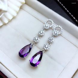 Dangle Earrings CAOSHI Charming Pendant For Women Purple Crystal Jewelry Anniversary Ceremony Delicate Shinning Accessories Gift