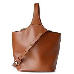 Evening Bags Large Capacity Basket Women Bucket Bolsas Feminina Genuine Leather Bolsos Mujer Vintage Handbags Multi-function Bag