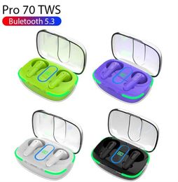 TWS Air Pro70 Wireless Bluetooth Headset with Mic LED Colourful Display Earbuds Wireless Charging Headphones for Phone