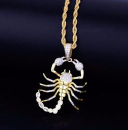 Animal Scorpion Hip Hop Pendant Necklace Chain Gold Colour Bling Cubic Zircon Men039s Women Jewellery For Gift223L4768101