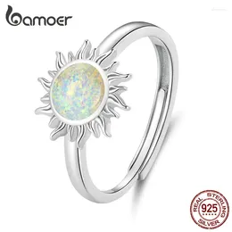 Cluster Rings Bamoer 925 Sterling Silver Opal Sun Opening Ring Apollo Adjustable For Women Party Birthday Gift Fine Jewellery BSR398