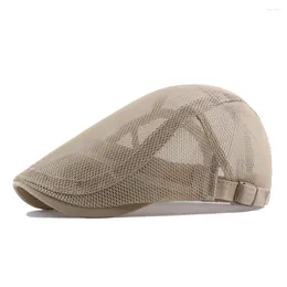 Berets Breathable Mesh Ivy Hat Cap For Men Fashionable Summer Sboy Beret Ascot Flat Cabbie With Sun Protection