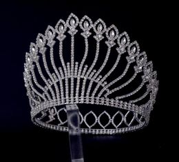 Large Tiaras Full Round Circle For Miss beauty Pageant Contest Crown Auatrian Rhinestone Crystal Hair Accessories For Party Shows 3672138