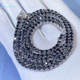 5 мм модное роскошное ожерелье из стерлингового серебра 925 пробы VVS с черным муассанитом и бриллиантами теннисная цепочка