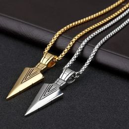 Pendant Necklaces Fashion Men's Jewelry Arrow Head Long Chain Necklace Mens Stainless Steel