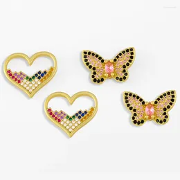 Stud Earrings FLOLA Cute Micro Pave Butterfly For Women Multicolor Heart Wholesale Jewelery Valentines Day Gifts Ersw13