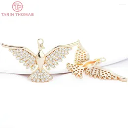 Charms (8159) 2PCS 34.5x19.5MM 24K Gold Colour Brass With Zircon Bird Shaped Pendants High Quality Jewellery Making Findings Accessories