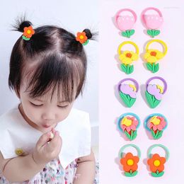 Hair Accessories 10Pcs/Set Elastic Bands For Girls Cute Colourful Nylon Headband Kids Ponytail Holder Scrunchie Ornaments