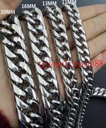911131618mm Wide Cuban Curb Link Chain Mens Stainless Steel Polishing Silver Tone Bracelet Or Necklace Jewelry 740quot9313212