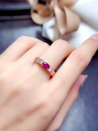 Cluster Rings MeiBaPJ 4mm 6mm Natural Burning Ruby Gemstone Fashion Ring For Women Real 925 Sterling Silver Fine Wedding Jewellery