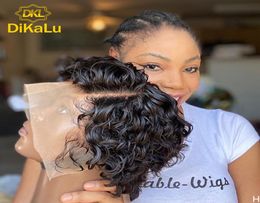 Perruque Pixie Cut Wig Human Hair Curly Bob Short 13x4 Wigs Bleached Knots Lace Frontal 13x1 Pi xie Curls humanhairWig5648713