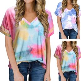 Women's T Shirts Tie-Dye Shirt Tops Basic Print For Women Oversized High Quality Top Y2k Indie Clothing Short Sleeve Loose Tshirts