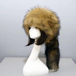 Berets Faux Fur Autumn And Winter Hat Big For Warmth Ear Protection